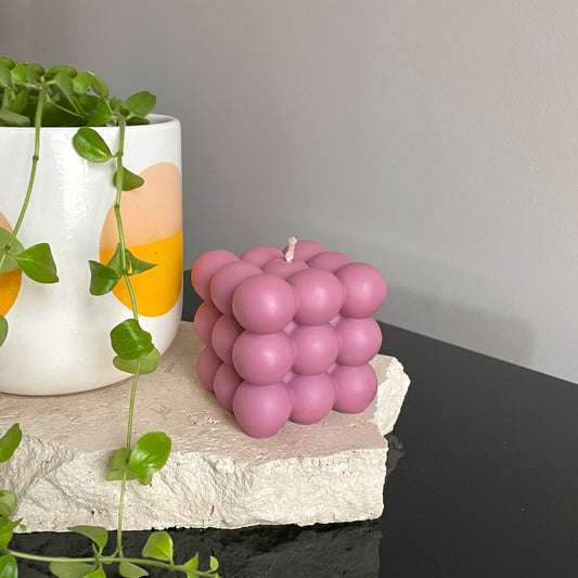 Bubble Candle - Pink - Strawberries & Champagne Scented or Unscented
