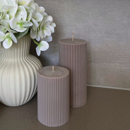 Ribbed Pillar Candle - Handmade in Australia - Scented Candles