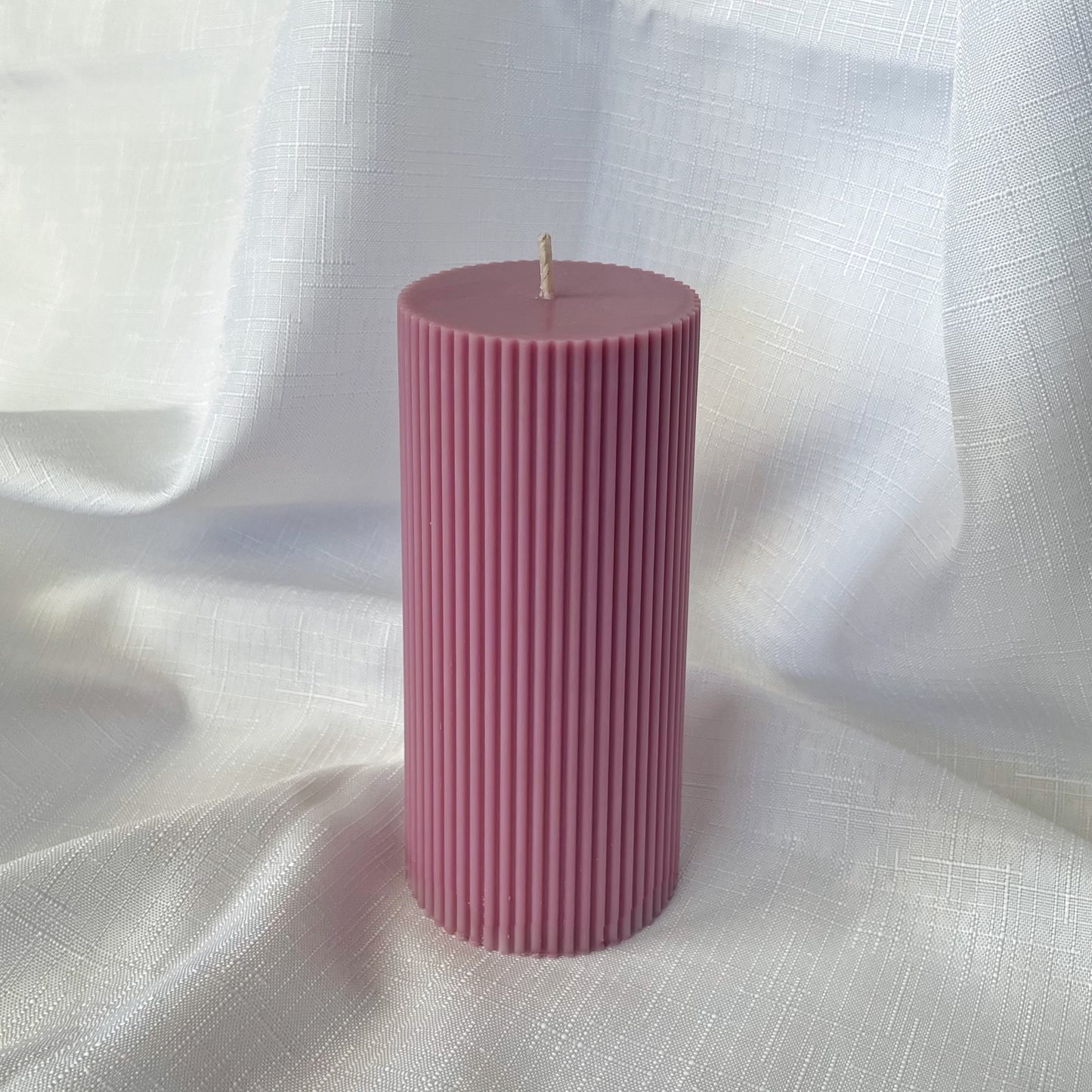 pillar candle pink ribbed scented